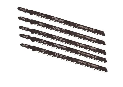 Пилки для лобзика по дереву T344D, 5 шт, T344D, 152х126мм, шаг зуба 4мм, быстрый рез, HCS,  Sturm-Tehinstrument