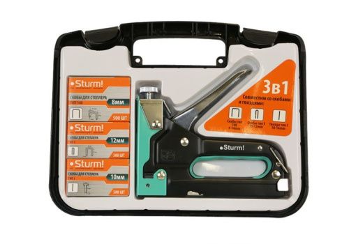 Степлер, 140 тип, скоба 4-14мм, скоба S(10-12мм), гвозди J(10-14мм),  Sturm-Tehinstrument