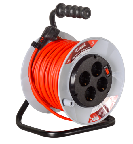 Удлинитель силовой на катушке Ресанта СУ-3х1,5-30/2 (с выкл., 4 розетки)-Tehinstrument