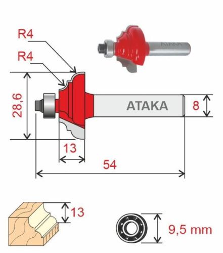 Фреза Атака кромочная калевочная D28.6/ф8/H13 (8141030)-Tehinstrument