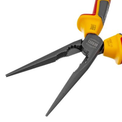 Длинногубцы прямые, диэлектрические рукоятки до 1000 В, трехкомпонентные рукоятки, 205мм Denzel-Tehinstrument