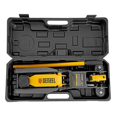 Домкрат гидравлический подкатной, 2 т, 135-385 мм, в пласт. кейсе Denzel-Tehinstrument