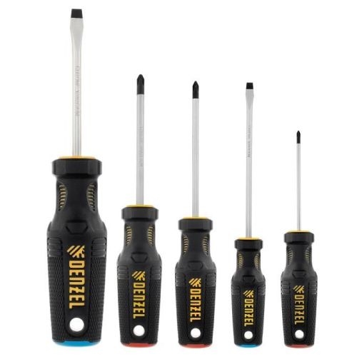 Набор отверток, 5 пр., CrV, трехкомпонентная рукоятка Denzel-Tehinstrument