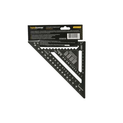 Угольник 175мм, алюминиевый сплав, чёрный анодированный корпус, белая шкала, hanskonner-Tehinstrument