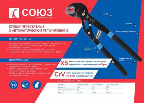 Клещи переставные 300мм, СОЮЗ-Tehinstrument