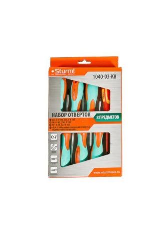 Набор отверток 8 шт, тестер напряжения, CrV  Sturm-Tehinstrument