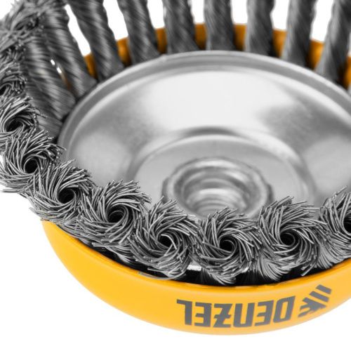 Щетка для УШМ, 125 мм, "Чашка", крученая нержавеющая проволока 0.5 мм, М14 Denzel-Tehinstrument