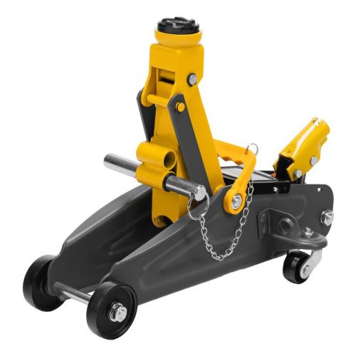 Домкрат гидравлический подкатной с фиксатором, 2 т, 130-330 мм, в кейсе Denzel-Tehinstrument