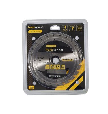 Пильный диск по дереву THIN KERF 190x30 мм, 24 зубьев, Hanskonner-Tehinstrument