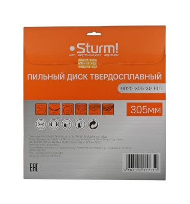 Пильный диск, размер 305x30x60 зубьев, твердосплавные напайки  Sturm-Tehinstrument