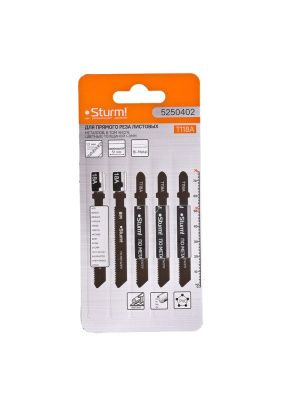 Пилки для лобзика по металлу T118A, 5 шт, 76х51мм, шаг зуба 1,2мм, прямолинейный чистый рез, BIM,  Sturm-Tehinstrument