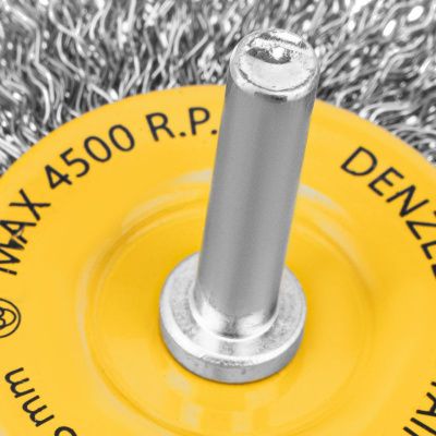 Щетка для дрели, 75 мм, Плоская, со шпилькой, нержавеющая витая проволока Denzel-Tehinstrument