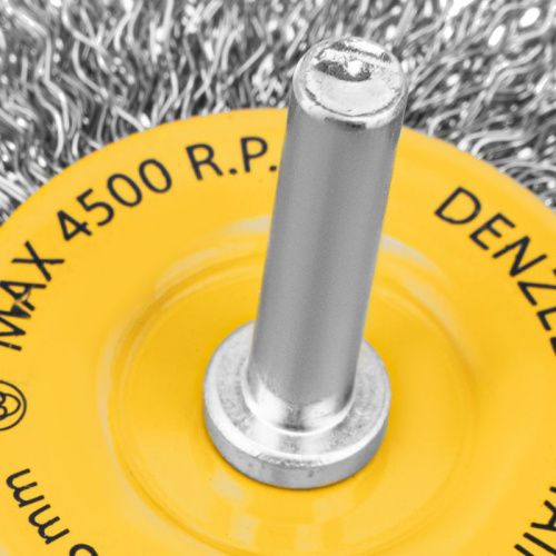 Щетка для дрели, 75 мм, Плоская, со шпилькой, нержавеющая витая проволока Denzel-Tehinstrument