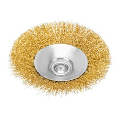 Щетка для УШМ, 125 мм, "Тарелка", витая нержавеющая проволока 0.3 мм, М14 Denzel-Tehinstrument