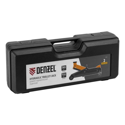 Домкрат гидравлический подкатной, 2 т, 135-385 мм, в пласт. кейсе Denzel-Tehinstrument