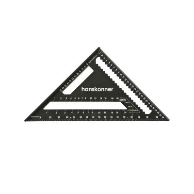 Угольник 300мм, алюминиевый сплав, чёрный анодированный корпус, белая шкала, hanskonner-Tehinstrument
