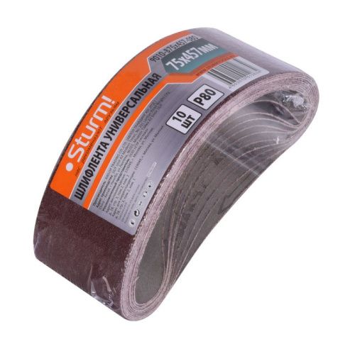 Шлифлента, 75x457мм, Р80, 10 шт,  Sturm-Tehinstrument