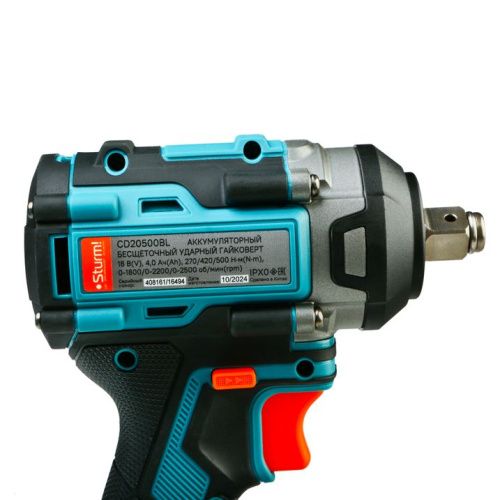 CD20500BL  Гайковерт ударн б/щ  Sturm, 18В, 1BatterySystem, 500Нм, 1/2"-Tehinstrument