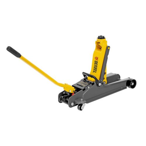 Домкрат гидравлический подкатной с фиксатором, 2,5 т,  85-385 мм, в пласт. кейсе Denzel-Tehinstrument