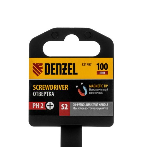 Отвертка, PH2х100 мм, S2, 3к рукоятка Denzel-Tehinstrument