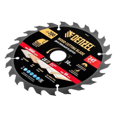 Пильный диск по дереву ф200 х 30 мм, 24 зубьев Denzel-Tehinstrument
