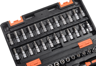 Набор инструментов, 1/4", CrV, пластиковый кейс 57 предметов Вихрь-Tehinstrument
