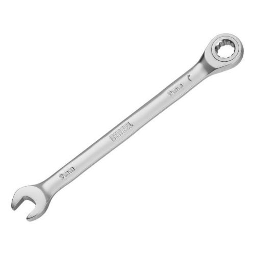 Ключ комбинированный трещоточный, 9 мм, CrV, матовый хром Denzel-Tehinstrument