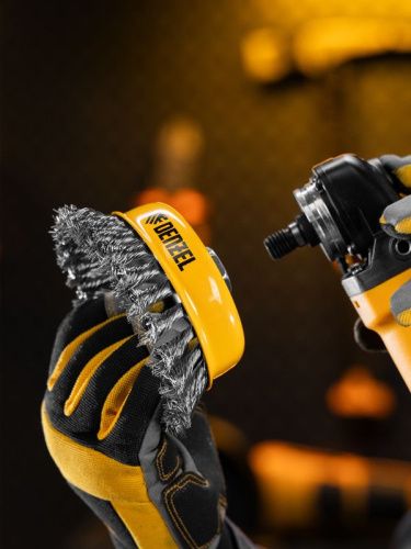 Щетка для УШМ, 125 мм, "Чашка", крученая нержавеющая проволока 0.5 мм, М14 Denzel-Tehinstrument