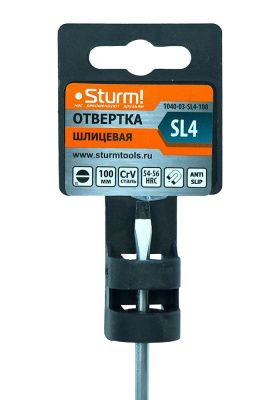 Отвертка плоский шлиц SL4х100мм, CrV, магнитный наконечник  Sturm-Tehinstrument