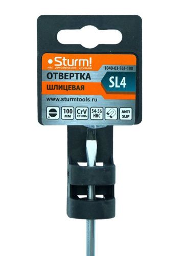 Отвертка плоский шлиц SL4х100мм, CrV, магнитный наконечник  Sturm-Tehinstrument