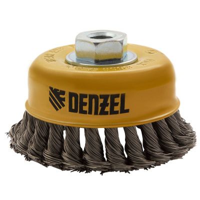 Щетка для УШМ, 100 мм, "Чашка", крученая нержавеющая проволока 0.5 мм, М14 Denzel-Tehinstrument