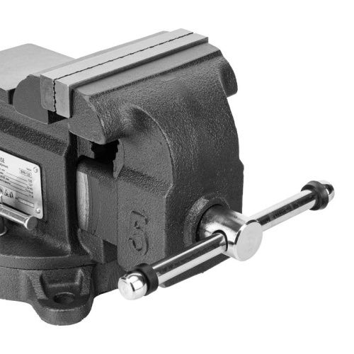 Тиски слесарные BVH-125, 125 мм, поворотные, стальная направляющая, с наковальней //Denzel-Tehinstrument