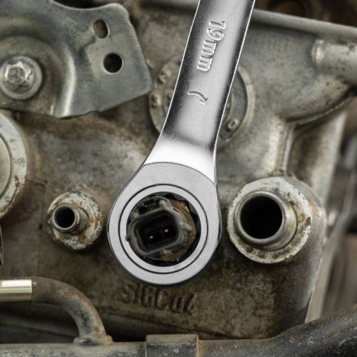 Набор ключей комбинированных трещоточных 6-19 мм, 8 шт., CrV, матовый хром Denzel-Tehinstrument