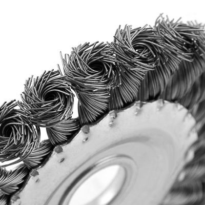 Щетка для УШМ, 125 мм, "Плоская", крученая нержавеющая проволока 0.5 мм, посадка 22.2 мм Denzel-Tehinstrument