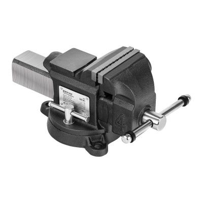 Тиски слесарные BVH-100, 100 мм, поворотные, стальная направляющая, с наковальней //Denzel-Tehinstrument