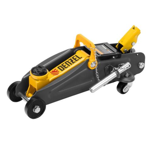 Домкрат гидравлический подкатной с фиксатором, 2 т, 130-330 мм, в кейсе Denzel-Tehinstrument