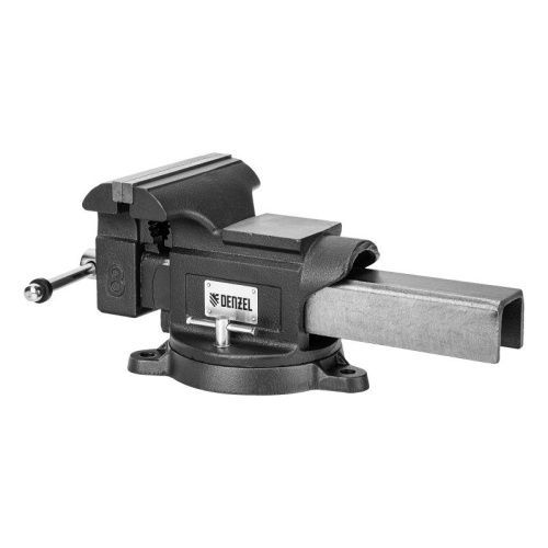 Тиски слесарные BVH-200, 200 мм, поворотные, стальная направляющая, с наковальней //Denzel-Tehinstrument