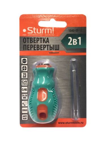 Отвертка-перевертыш 2 в 1 "мини", магнитный наконечник, CrV  Sturm-Tehinstrument