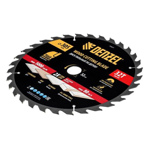 Пильный диск по дереву ф305 х 32 мм, 32 зубьев Denzel-Tehinstrument