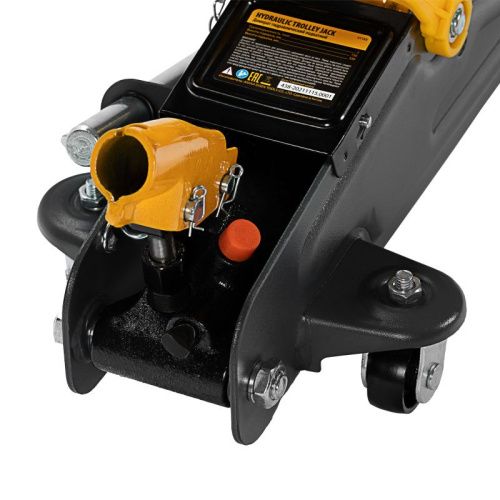 Домкрат гидравлический подкатной с фиксатором, 2 т, 130-330 мм Denzel-Tehinstrument