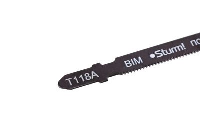 Пилки для лобзика по металлу T118A, 5 шт, 76х51мм, шаг зуба 1,2мм, прямолинейный чистый рез, BIM,  Sturm-Tehinstrument