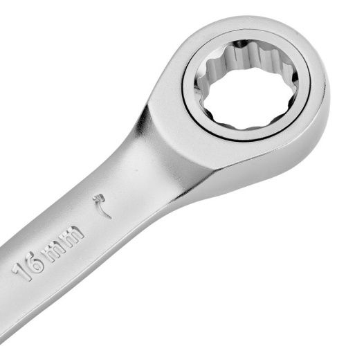Ключ комбинированный трещоточный, 16 мм, CrV, матовый хром Denzel-Tehinstrument