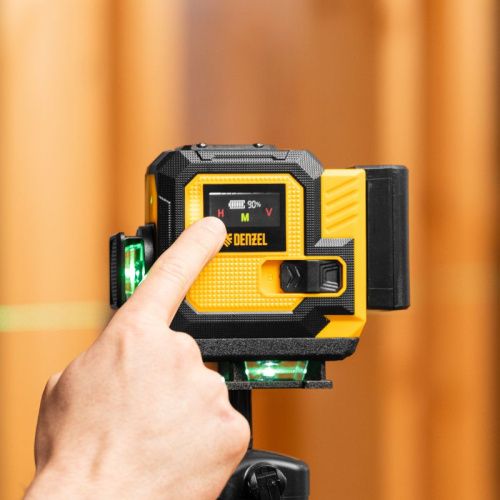 Лазерный уровень мультипризменный DLV-360-3T, 30 м, зеленый луч, Li-Ion 2,4 Aч, штатив // Denzel-Tehinstrument
