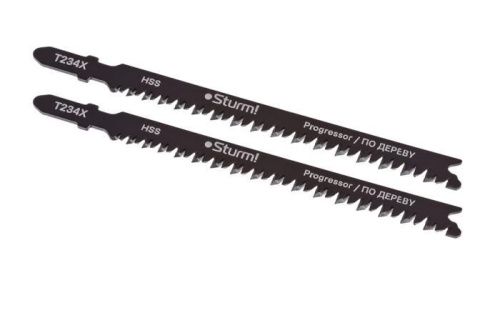 Пилки для лобзика по дереву T234X, 2 шт, 117х91мм, шаг зуба 2-3мм, ПРОГРЕССОР, HCS,  Sturm-Tehinstrument