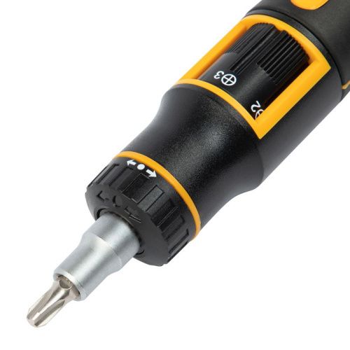 Отвертка реверсивная с револьверным механизмом, 11 шт, сталь S2  Denzel-Tehinstrument