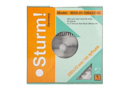 Пильный диск, размер:200x22-40, ТВЕРДОСПЛАВНАЯ ПЛАСТИНА ВК8,  Sturm-Tehinstrument