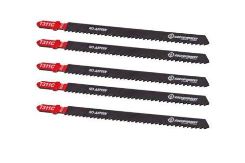 Пилки для лобзика по дереву T311C, 5 шт, 126х100мм, шаг зуба 2,75мм, быстрый прямой рез, HCS, БОЕКОМПЛЕКТ-Tehinstrument