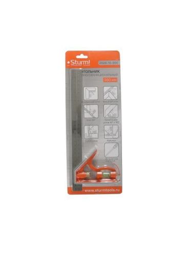 Угольник многофункциональный, 300 мм, уровень, чертилка,  Sturm-Tehinstrument