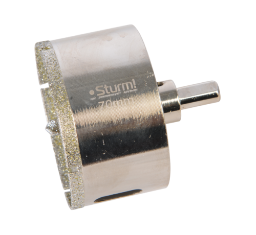 Коронка алмазная по керамограниту 70 х 70 мм,3гр. Хв., с центрир. Cверл.  Sturm-Tehinstrument