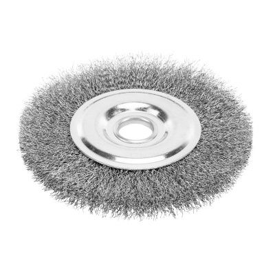 Щетка для УШМ, 150 мм, "Плоская", витая нержавеющая проволока 0.3 мм, посадка 22.2 мм Denzel-Tehinstrument